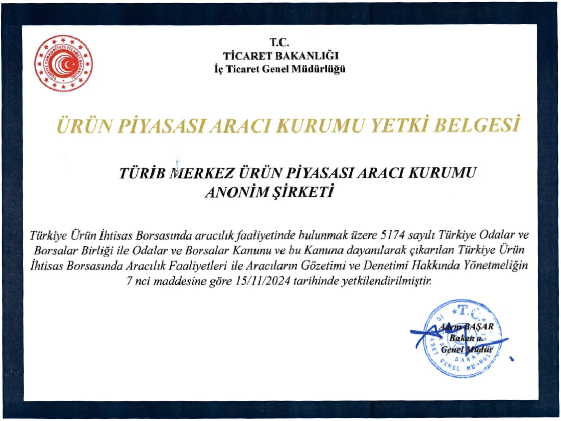 T.C. Ticaret Bakanlığı Faaliyet İzin Belgesi
