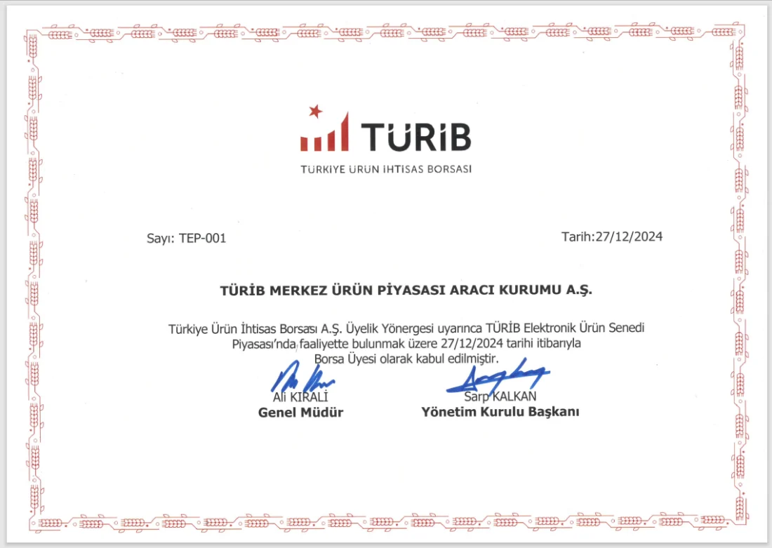 TÜRİB Üyelik Belgesi